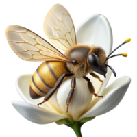 elegant creative A close-up of a bee collecting pollen from a flower, macro photography, detailed and intricate high quality png