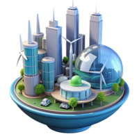elegant artistic A futuristic city powered by renewable energy, utopian style professional png