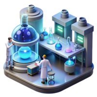vibrant rustic A futuristic laboratory filled with glowing equipment, scientists working in the background, sterile environment, realistic style high resolution png