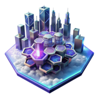 vibrant rustic A futuristic city built on interconnected hexagonal platforms floating above a swirling nebula, vibrant neon lights reflecting on polished metallic surfaces, cyberpunk style 4K png