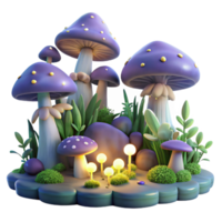 beautiful minimalist A mysterious enchanted forest, filled with glowing mushrooms and fireflies, shrouded in mist, lit by ethereal moonlight. Fantasy landscape painting style genuine png