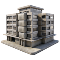 impressive abstract Brutalist concrete apartment complex, repetitive modular elements, harsh shadows, midday lighting, photorealistic style high quality png