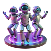 magnificent traditional A group of robotic dancers, moving in perfect synchronization, on a stage with dynamic, shifting light patterns. Synthwave style professional png