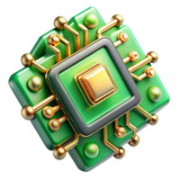 dramatic abstract A close-up of a futuristic circuit board, intricate patterns and glowing components, vibrant green and gold hues, abstract art style original png