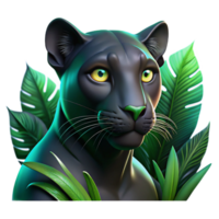 beautiful classic Portrait of a sleek panther with piercing green eyes, illuminated by moonlight filtering through jungle foliage, styled as a dramatic wildlife painting original png