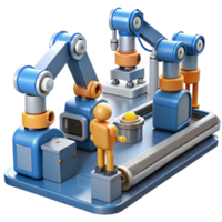 stunning minimalist A group of robots working in a factory, automated assembly line, industrial lighting, photorealistic style professional png