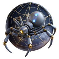 impressive abstract A robot spider spinning a complex web, lit by moonlight in a nature illustration style original png