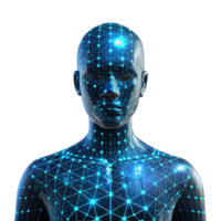 impressive abstract A human silhouette filled with digital code and data streams, futuristic concept, neon lighting high resolution png