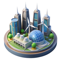 magnificent abstract A futuristic city powered by renewable energy, with wind turbines and solar panels gleaming in the sunlight. Eco-futurism, architectural rendering style authentic png