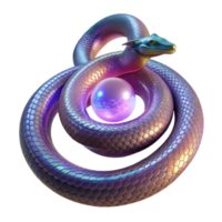 beautiful modern A cosmic serpent coiling around a pulsating orb of light, in a visionary art style, professional png