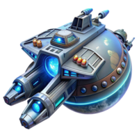 serene artistic A futuristic spaceship orbiting a distant planet, detailed design with glowing engines, science fiction style genuine png