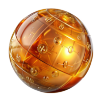 impressive creative A transparent, levitating sphere displaying complex mathematical equations, rotating slowly, illuminated by a warm, golden light original png