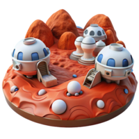 beautiful classic Mars colony, red dust landscape, futuristic habitats, rovers exploring the terrain genuine png