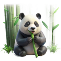 extraordinary classic A giant panda munching on bamboo in a misty bamboo forest, with soft, diffused lighting, in a serene, nature photography style 4K png