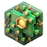 extraordinary classic A close-up of a futuristic circuit board, intricate patterns and glowing components, vibrant green and gold hues, abstract art style high resolution png