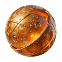 extraordinary traditional A transparent, levitating sphere displaying complex mathematical equations, rotating slowly, illuminated by a warm, golden light original png