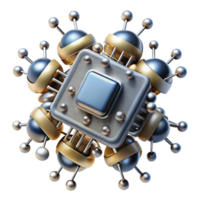 dramatic classic A swarm of nanobots assembling a complex microchip, intricate detail and metallic textures, bright studio lighting, photorealistic style premium png