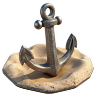beautiful minimalist A single, ancient, barnacle-encrusted anchor resting on the sandy seabed, diffused sunlight from above, melancholic, vintage photograph style, premium png