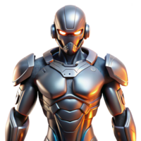 vibrant creative A futuristic exoskeleton, sleek metallic design, enhancing human strength and agility, cyberpunk style detailed png