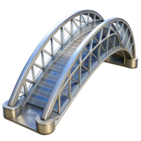 wonderful classic Parametric bridge design, complex curves and angles, steel and glass materials, daytime lighting, architectural visualization professional png