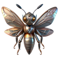 dramatic abstract A robotic insect with metallic wings and glowing eyes, intricate details and realistic textures, dark background with green accents, biopunk style exclusive png