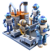 extraordinary rustic A group of robots working in a futuristic factory, harsh lighting, industrial, dystopian style 4K png