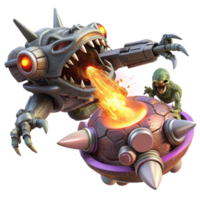 elegant rustic A spaceship battling a giant space creature, explosive lighting, action-packed, science fiction style premium png