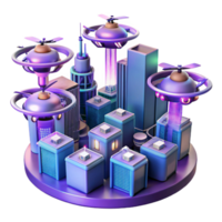 beautiful artistic A swarm of autonomous delivery drones flying through a neon-lit cityscape, each carrying a small, glowing package. Futuristic, cyberpunk style genuine png