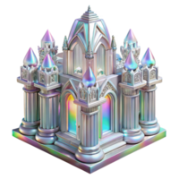 serene minimalist Crystal palace with intricate carvings, rainbow caustics from refracted light, art nouveau style, detailed textures original png