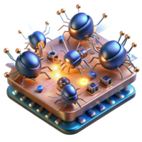 extraordinary rustic A swarm of nanobots repairing a damaged circuit board, glowing with microscopic sparks, in a hyperrealistic close-up detailed png