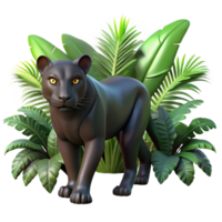 beautiful minimalist A sleek black panther stalking through dense jungle foliage, with rays of sunlight piercing the canopy, in a photorealistic style 4K png
