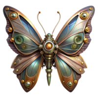 magnificent contemporary A steampunk-inspired mechanical butterfly with delicate clockwork wings. Soft, ethereal lighting. Digital painting style 4K png