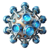 serene traditional A swarm of nanobots forming a complex, geometric structure, illuminated by internal bioluminescence, in a microscopic, scientific style authentic png