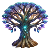 beautiful vintage A giant, ancient tree with roots that stretch into infinity is covered in glowing runes. Fantasy style, ethereal moonlight authentic png