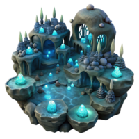 vibrant classic An intricate network of underwater caves, illuminated by bioluminescent organisms, mysterious, dark fantasy style detailed png