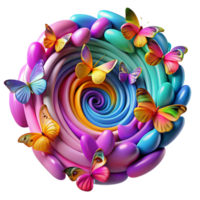 extraordinary abstract A swarm of butterflies forming a swirling vortex of color, in a vibrant nature art style, original png
