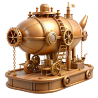 serene modern Steampunk airship dock, intricate gears and pipes, warm sepia tones, cogs and rivets, Victorian era aesthetic authentic png