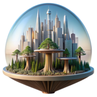 elegant artistic A futuristic cityscape built into a giant sequoia tree, dappled sunlight, hyperrealistic, matte painting style authentic png