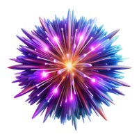 serene modern A chaotic explosion of vibrant, neon particles, resembling a supernova, with intense, radiating light, in a digital art style detailed png