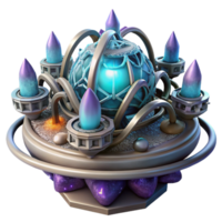 stunning artistic A colossal, ancient space station, crafted from intertwined roots and glowing crystals, orbiting a dying star. Art nouveau, ethereal, soft lighting 4K png