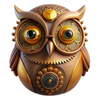 magnificent abstract A close-up portrait of a steampunk owl, with intricate clockwork gears integrated into its feathers, illuminated by a warm, amber light. Art nouveau style original png