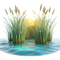vibrant vintage A field of seagrass swaying gently in the current, sunlight filtering through the water, tranquil, impressionist style genuine png