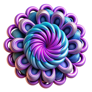 maravilloso resumen un complejo, fractal modelo de intrincado líneas y curvas, en vibrante, contrastando colores, con un hipnótico, fascinante efecto exclusivo png