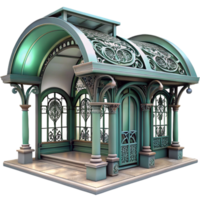 impressive creative Art Nouveau metro station, intricate ironwork, floral motifs, soft diffused lighting, tiled walls exclusive png