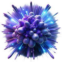 beautiful creative A chaotic explosion of particles and light trails, in a palette of deep blues and purples, with a dynamic, futuristic feel high quality png