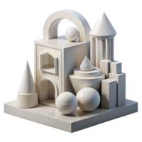 wonderful rustic Conceptual architectural model, abstract geometric forms, white plaster material, studio lighting, minimalist style 4K png