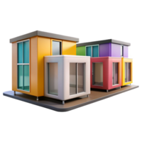 vibrant modern Prefabricated modular housing units, colorful panels, minimalist design, bright daylight, architectural render detailed png