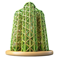 extraordinary modern Bamboo skyscraper, intricate lattice structure, green facade, dappled sunlight, sustainable architecture style high quality png
