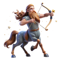 impressive rustic A wise centaur with a long flowing beard and a bow and arrow, gazing at a distant constellation, illuminated by starlight. Renaissance style original png