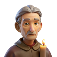 elegant creative Portrait of an elderly man with deep wrinkles and a wise gaze, illuminated by a single candle, in the style of a Caravaggio painting detailed png